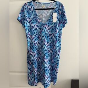 NWT Lilly Pulitzer Etta Short Sleeve Dress - Barton Blue Star Gazing